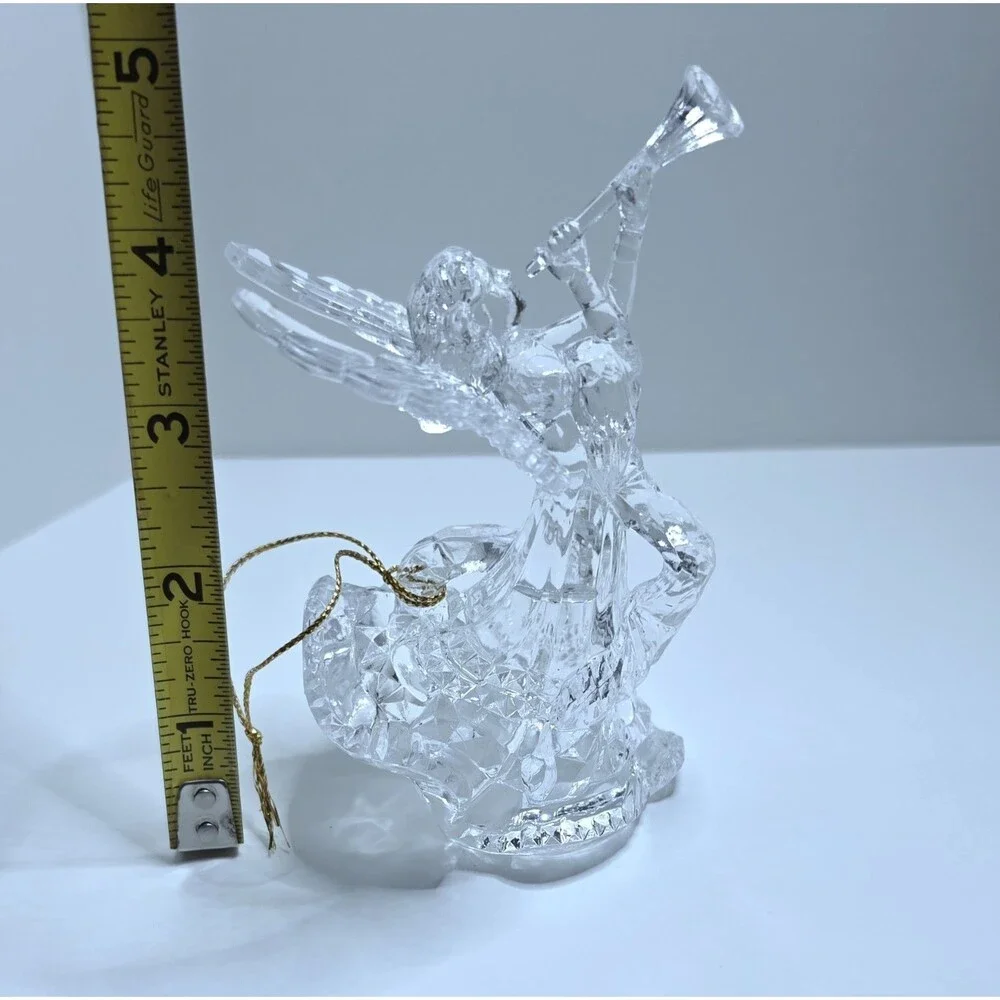 Clear Acrylic Angel Hanging Christmas Ornament, 5 in Tall, 4 in Long